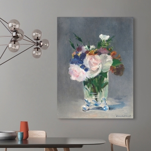 Tableau sur toile. Edouard Manet, Fleurs dans un vase en cristal