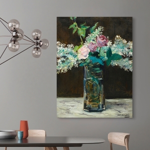 Bilder auf Leinwand. Edouard Manet, Vase mit Fliedern und Rose