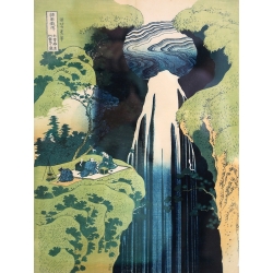 Stampa giapponese su tela e poster. Hokusai, La cascata di Kamida