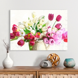 Quadro floreale moderno, stampa su tela. Bouquet di tulipani