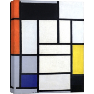 Quadro, stampa su tela, poster. Mondrian, Composition, with Red...