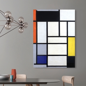 Wall Art Print and Canvas. Mondrian, Composition with red, black..