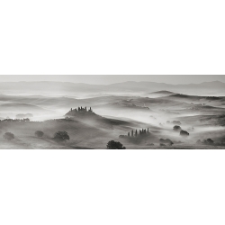 Quadro, stampa su tela. Panorama Val D'Orcia, Toscana (BW)