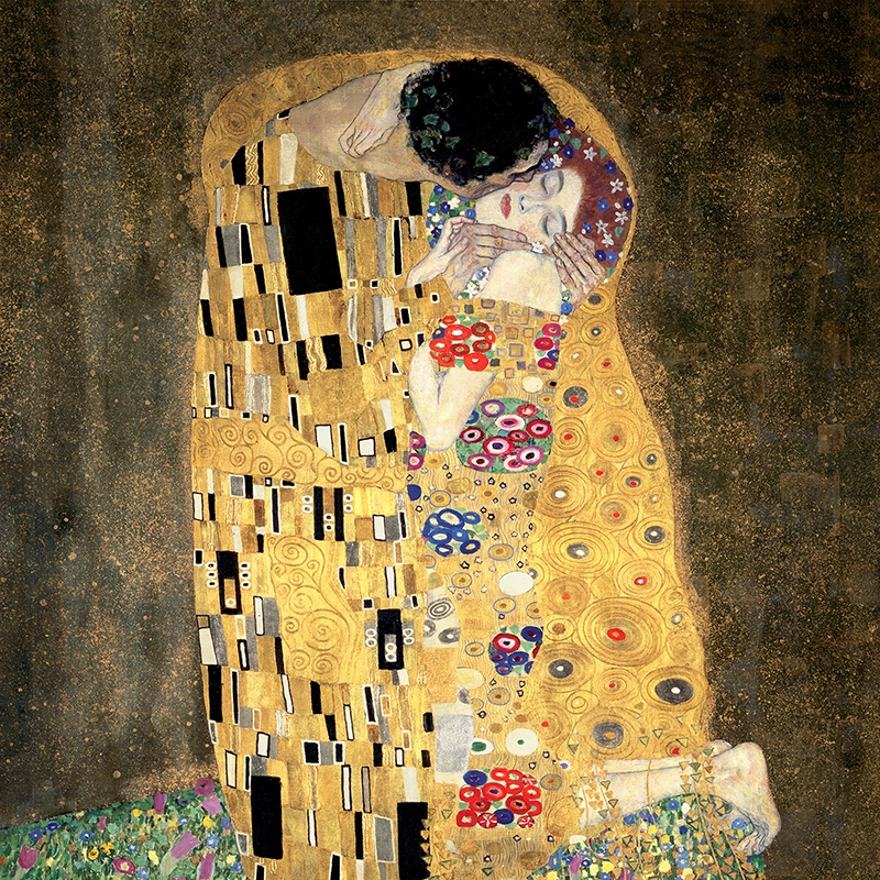 The Kiss CM 85X130, QUADRO CON TELAIO IN LEGNO - Quadro stampa su tela canvas con o senza telaio Quadro Klimt Il Bacio Lovers 