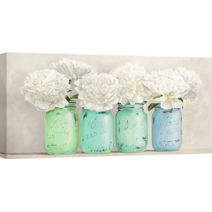 Tableau fleurs. Fleurs en vases Mason Jars (détail)
