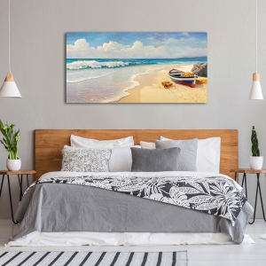 Tableau de mer sur toile. Vagues sur la plage