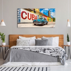 Wall art print and canvas. Pangea Images, Vintage car and mural, Cuba
