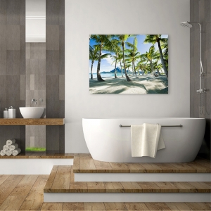 Tableau sur toile. Hamac entre les palmiers à Bora Bora, Tahiti