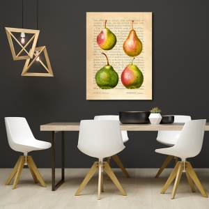 Kitchen Wall Art Print and Canvas. Pears (After Redouté)