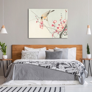 Cuadro japoneses en canvas. Ohara, Pajarito en una rama floreciente