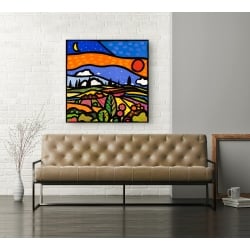 Wall art print and canvas. Wallas, Sunset on the hills