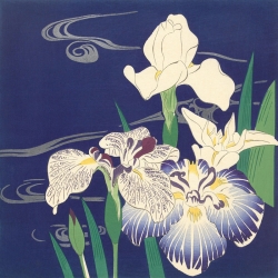 Japanische Poster. Tsukioka Kogyo, Schwertlilien auf dem Wasser