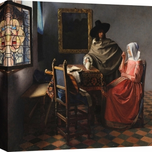 Cuadros en lienzo. Jan Vermeer, Dama bebiendo con un caballero