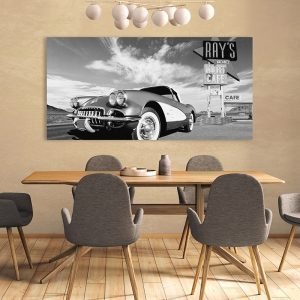 Leinwandbilder und Poster mit Wagen. Cruisin' USA (BW)