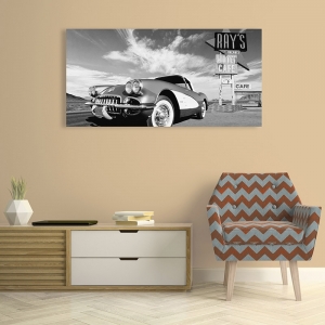 Vintage car poster and canvas. Cruisin' USA (BW)