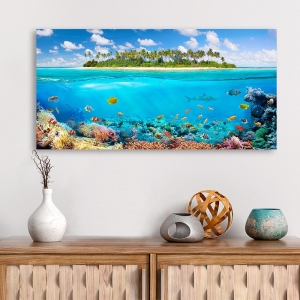 Tropisches Meer Fotografie. Leinwandbilder und Poster. Blick vom Riff