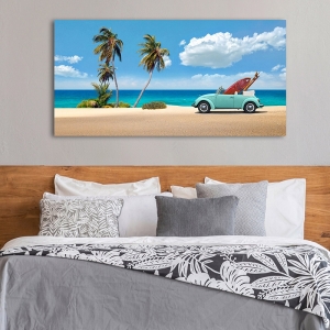 Vintage car poster and canvas. Surfers' Retreat