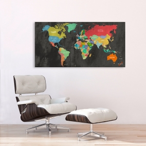 Tableau carte du monde. Modern Map of the World, Dark