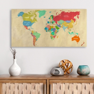 Cuadros mapamundi modernos.  Joannoo, Hipster Map of the World