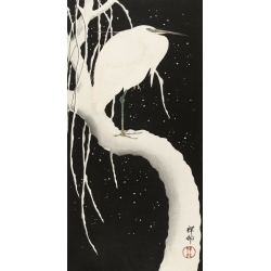 Tableau japonais. Ohara Koson, Héron dans la neige