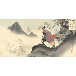 Quadri giapponesi samurai. Kato Kiyomasa distrugge il palazzo Orankai