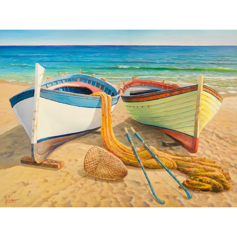 Seaside Wall Art. Adriano Galasso, Boats on the beach