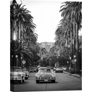 Quadro, poster auto d'epoca. Boulevard in Hollywood (BW)
