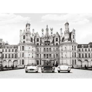 Cuadros y posters de autos. Coche de época frente a un castillo en Francia