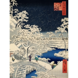 Wall art print, canvas, poster. Ando Hiroshige, Drum bridge at Meguro