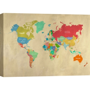 Wall art print, canvas, poster. Hipster Map of the World