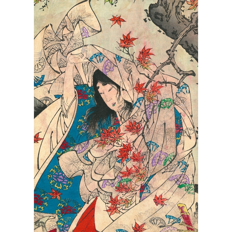 Japanese art print, poster. Tsukioka Yoshitoshi, Maple leaf