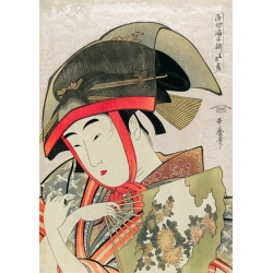 Japanische Poster. Utamaro Kitagawa, Frau mit Fächer