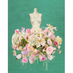Fashion Leinwandbilder und Poster. Dressed in Flowers I green