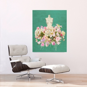 Wall art print, canvas. Parr, Dressed in Flowers I (Garden Green)