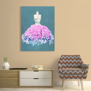 Wall art print, canvas. Parr, Dressed in Flowers II (Ocean Blue)