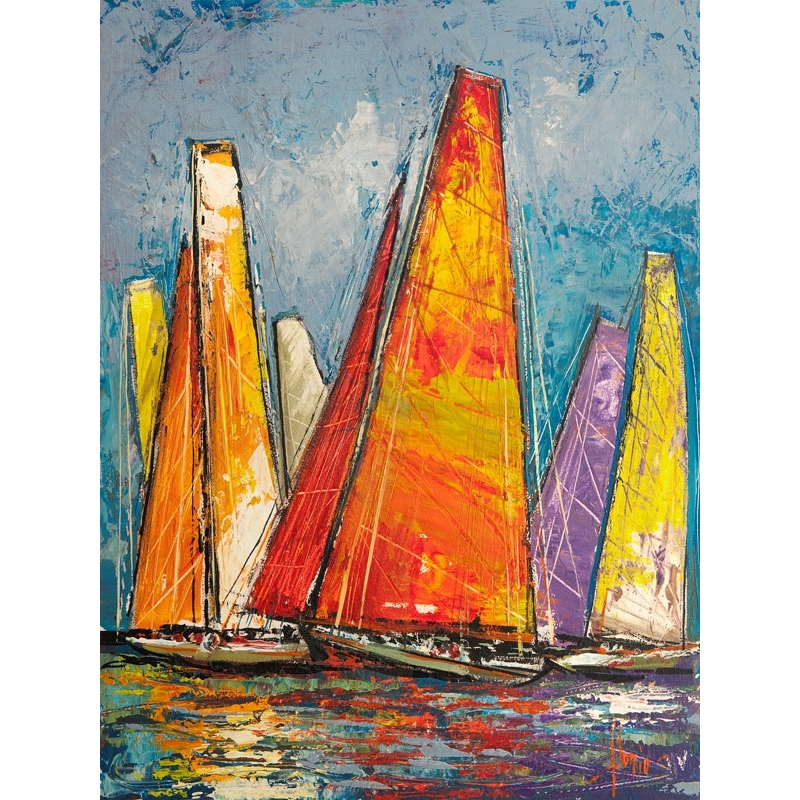 Cuadros barcos de vela. Luigi Florio, Velas de colores I