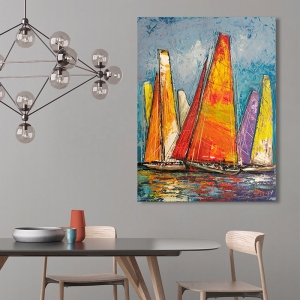 Wall art print, canvas, poster. Luigi Florio,  Coloured sails I
