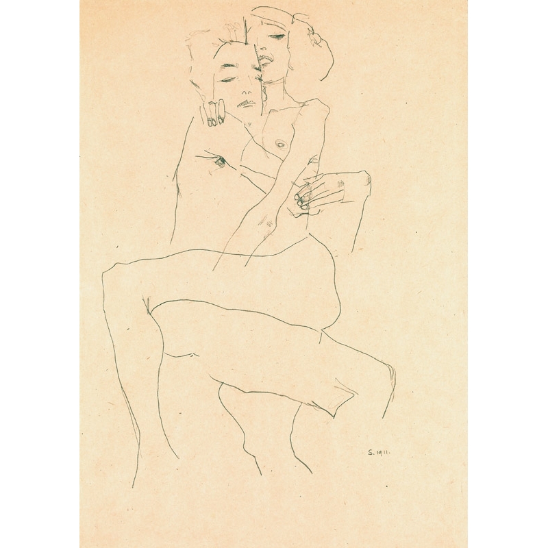 Wall art print, canvas, poster. Egon Schiele, Couple Embracing
