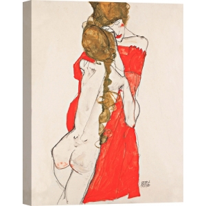 Wall art print, canvas, poster. Egon Schiele, Mother and Daughter