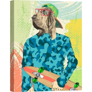 Quadro con cane, stampa su tela. Matt Spencer, Skaterboy