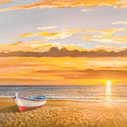 Tableau Adriano Galasso, Coucher de soleil, bord de la mer, détail