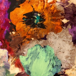 Tableau fleur moderne sur toile. Jim Stone, Floating Flowers II détail