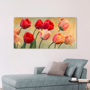 Wall art print and canvas. Luca Villa, Golden Tulips