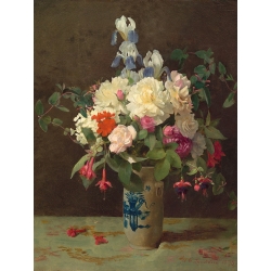 Quadro fiori classici su tela. George Cochran Lambdin, Vaso di fiori