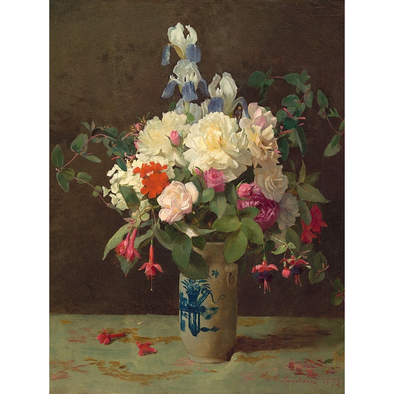 Kunstdruck George Cochran Lambdin, Vase mit Blumen