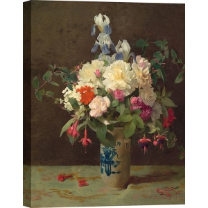 Quadro fiori classici su tela. George Cochran Lambdin, Vaso di fiori