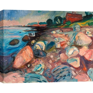 Quadro, stampa su tela. Edvard Munch, Shore with Red House