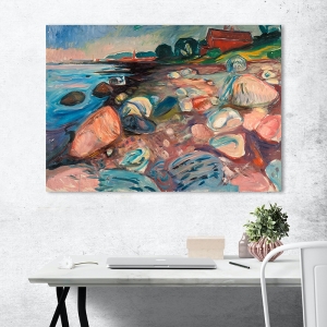 Kunstdruck und Leinwandbilder Edvard Munch, Shore with Red House