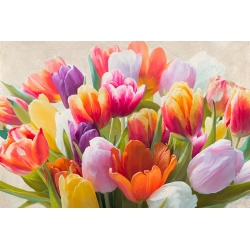 Quadro, stampa su tela con fiori. Luca Villa, Tulipani in primavera