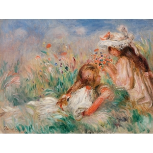 Kunstdruck Renoir, Girls in the Grass Arranging a Bouquet